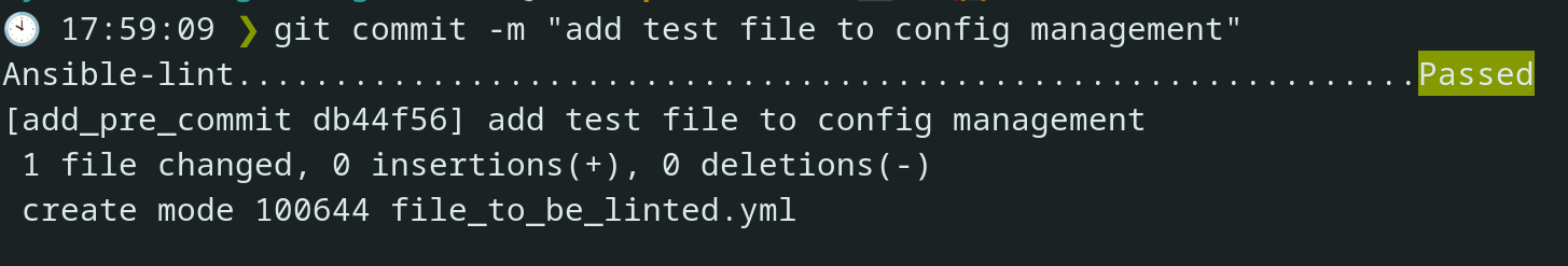 ansible-lint result with no fatals or warnings found