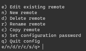 rclone config menu
